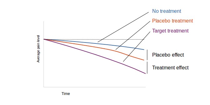 Placebo effect and treatment effect